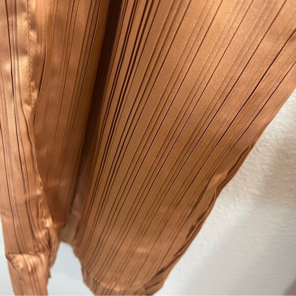 Andrea Iyamah Linea Toffee Pleated Wide-Leg Pants Peplum Waist - Picture 9 of 13